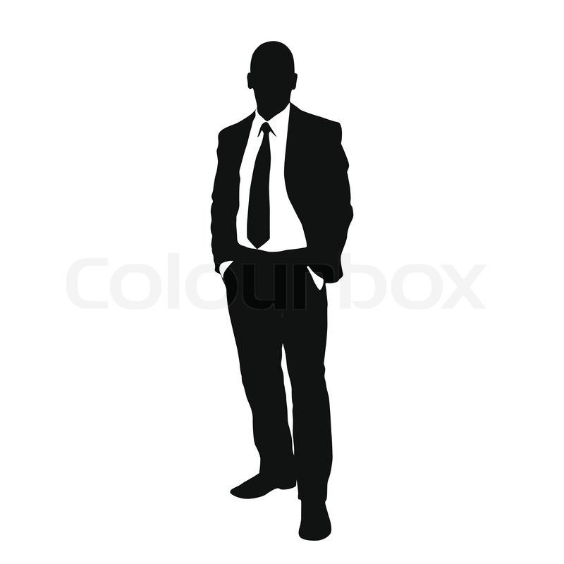 800x800 Vector Business Man Black Silhouette Standing Full Length Over