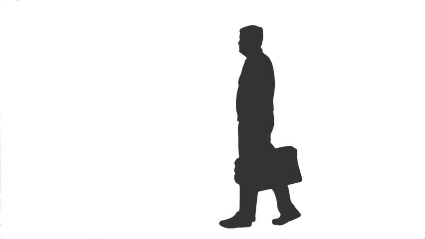 852x480 Silhouette Of A Walking Man, Side View, Full Hd Footage With Alpha