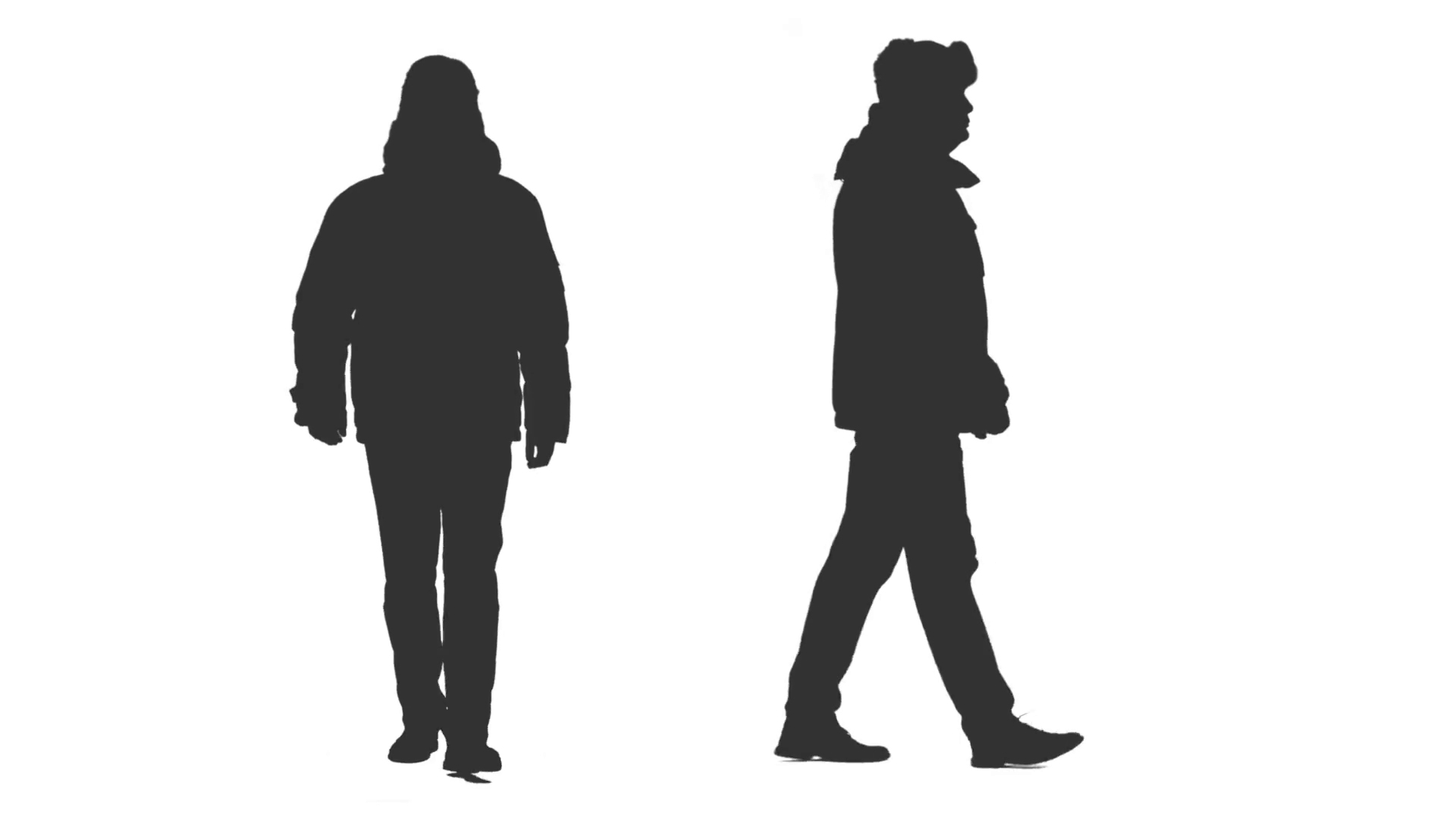 1920x1080 Silhouette Of Walking Male In Winter Clothes, 2 In 1, Alpha