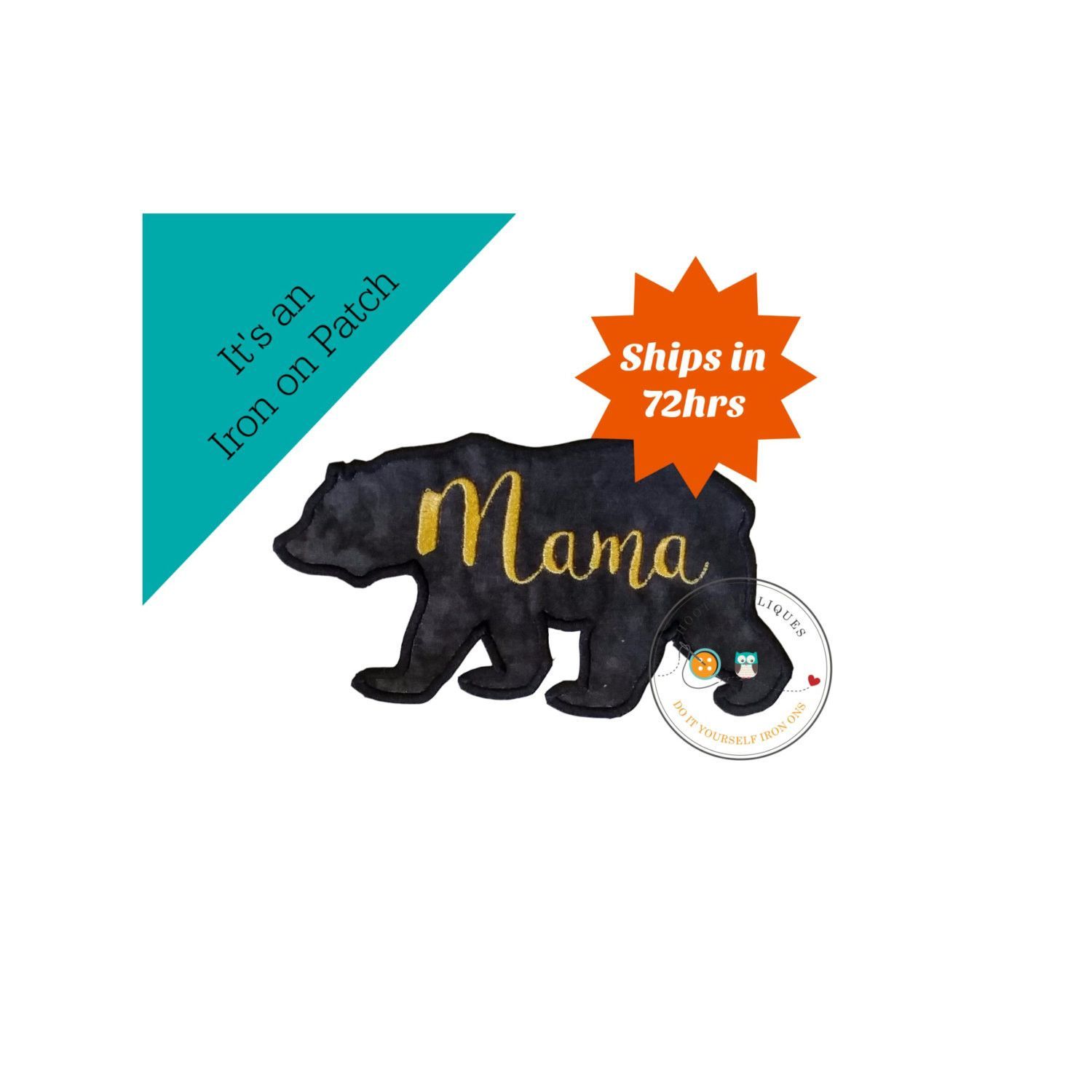 1500x1500 Mama Bear Silhouette Iron On Applique Large Black Bear Products
