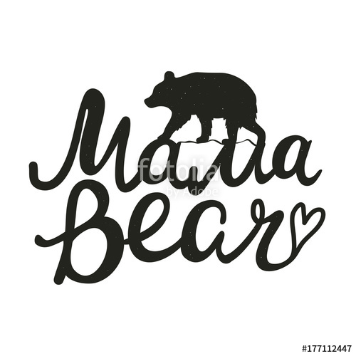500x500 Cute Vector Typography Poster With Bear Silhouette. Illustration