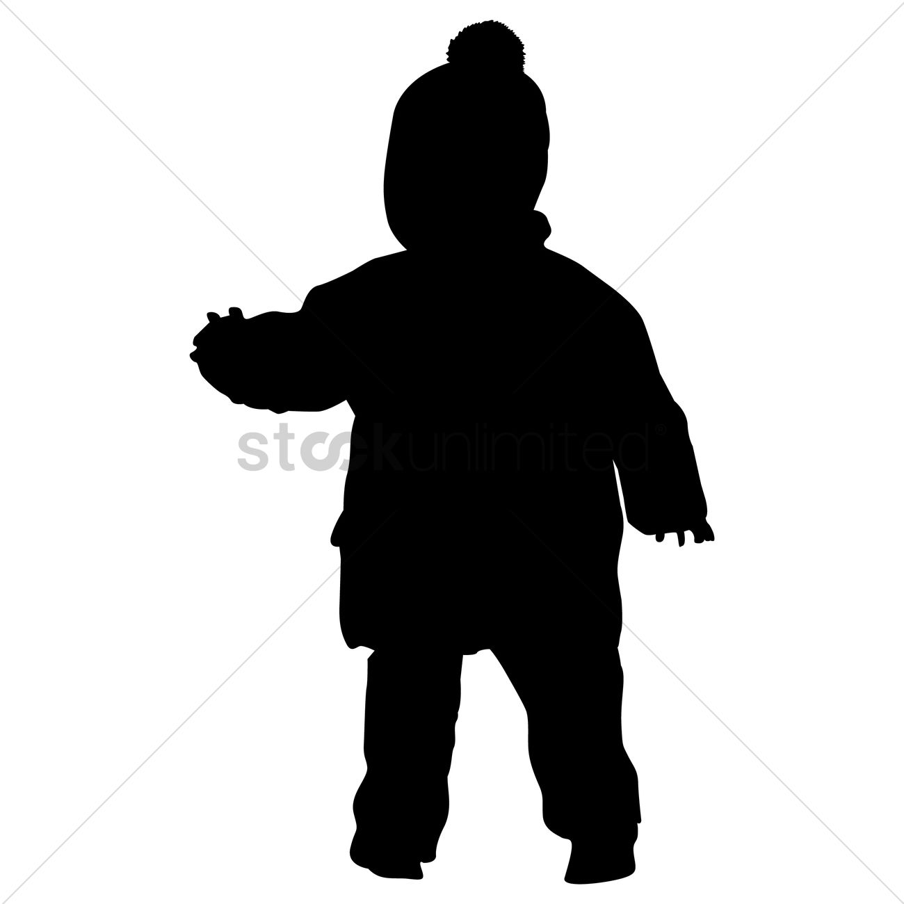 1300x1300 Silhouette Of A Kid Wearing Winter Clothes Vector Image