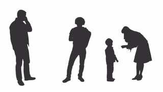 320x180 Silhouette Of Four Standing People (A Family With Childnd