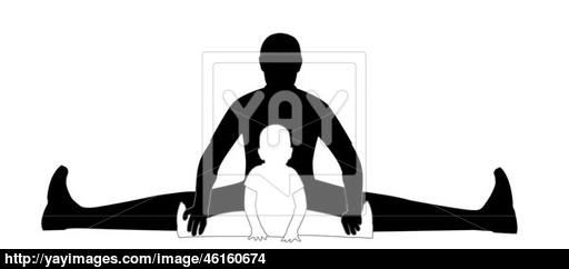 512x242 Man And Child Sitting On The Splits (Silhouette) Image