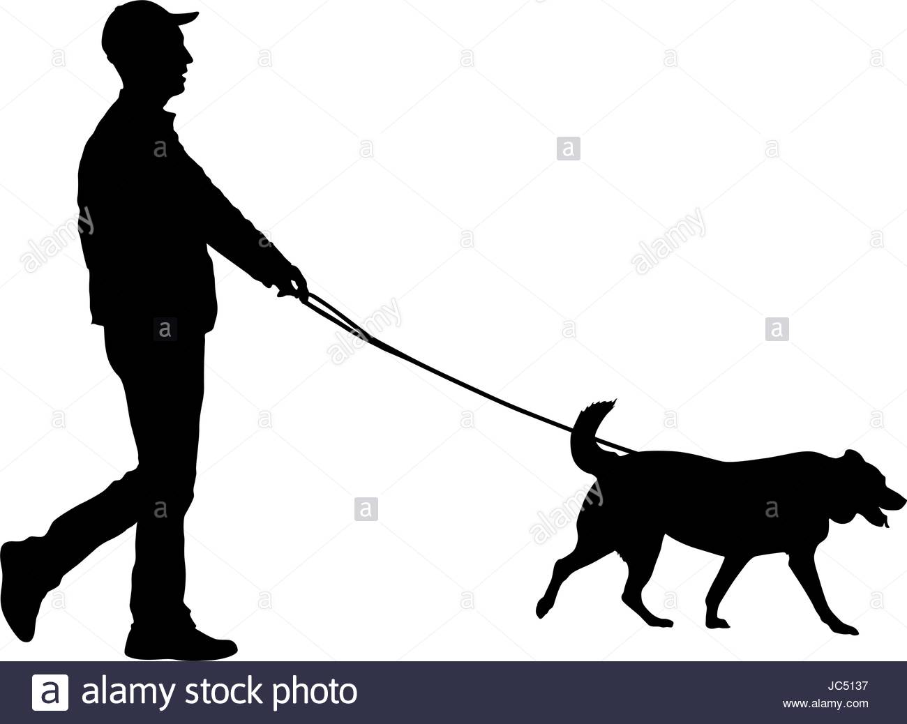 1300x1038 Silhouette Of Man And Dog On A White Background Stock Vector Art