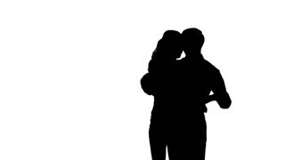 320x180 One Couple Man And Woman Dancing Rock In Studio Silhouette