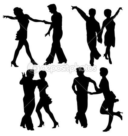 423x450 Vector Silhouettes Dancing Man And Woman Stockvectorbeeld
