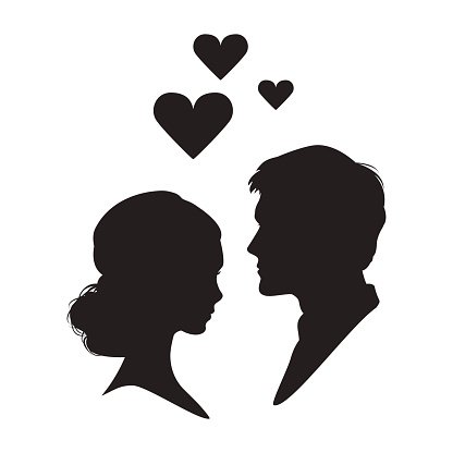 416x416 Silhouette Of The Woman And Man On White Premium Clipart