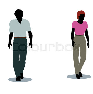 317x320 Silhouette Men And Women On White Background Is Insulated Stock