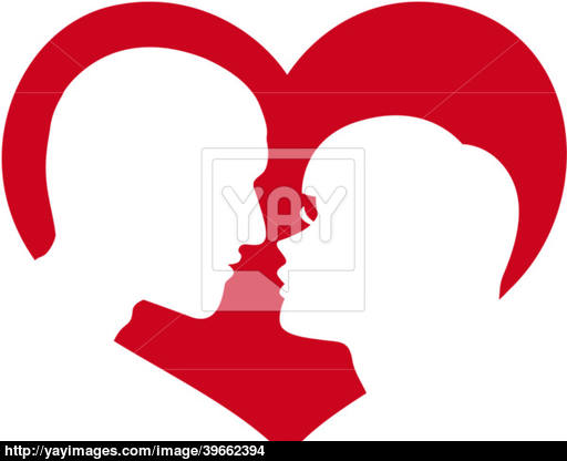 512x416 Man And Woman Silhouette In Heart Shape Vector