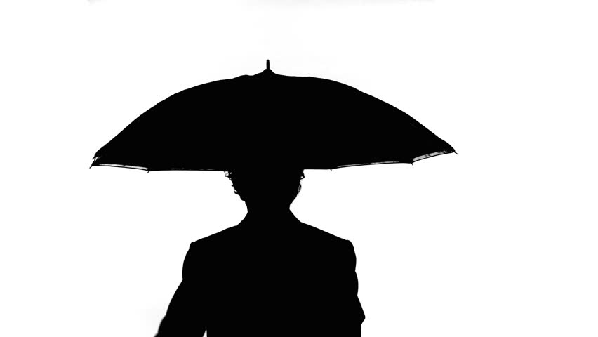 852x480 Silhouette Of A Businessman Holding An Umbrella Stock Footage