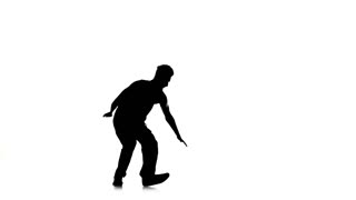 320x180 Muscular Young Man Dancing Breakdance On One Hand, White