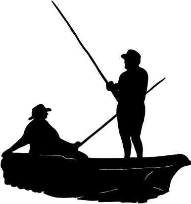 386x411 Fancy Fishing Boat Silhouette Clip Art Men Fishing John Boat Decal