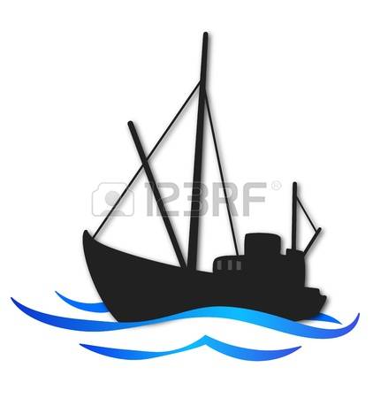 422x450 Silhouette Of Person On A Boat Clipart