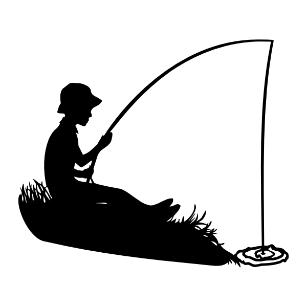 600x600 Boy Fishing Silhouette Svg File, Silhouettes And Boating