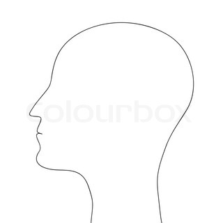 320x320 Silhouette Of A Man's Head On A White Background Stock Vector
