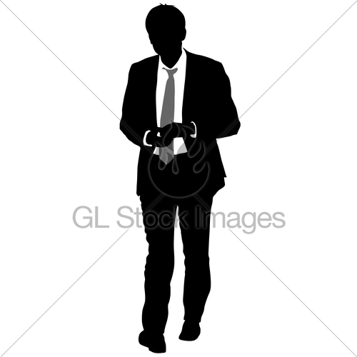 500x500 Silhouette Businessman Man In Suit With Tie On A White Ba Gl
