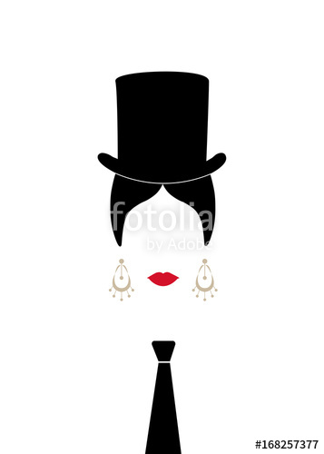 357x500 Lady With Top Hat And Tie , Portrait Of Modern Latin Or Spanish