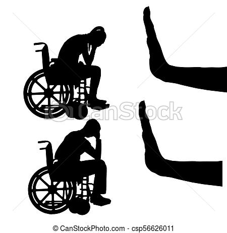 450x462 Silhouette Vector Of Sad Disabled Woman And Man In Clipart