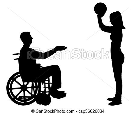 450x379 Vector Silhouette Of A Disabled Man In A Wheelchair And His