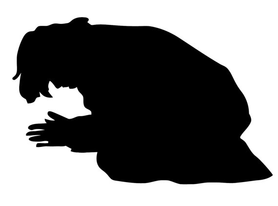 570x422 Man Praying Decal. Decal Of Praying Man Silhouette.