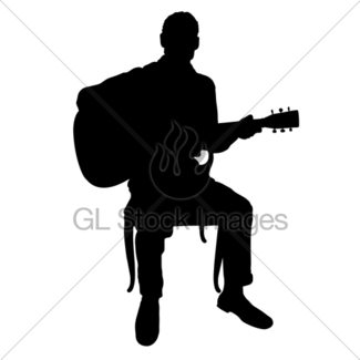 325x325 Silhouette Of A Man Playing Guitar Gl Stock Images