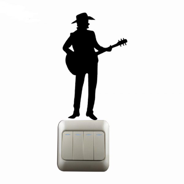 600x600 Wholesale Man Playing Guitar Silhouette Switch Sticker Country