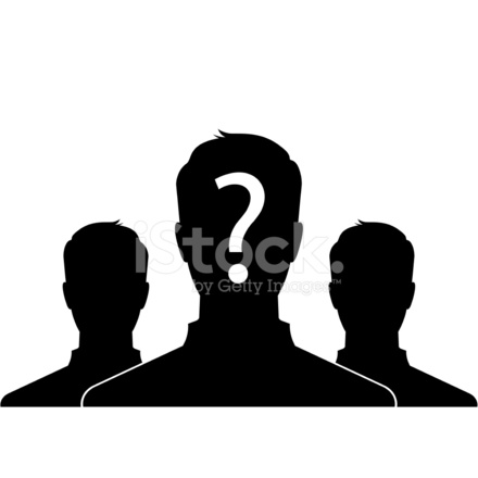 440x440 Male Silhouette Portrait Icon With Question Mark Sign Stock Photos