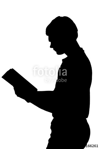 334x500 Side Profile Portrait Silhouette Of Standing Teenage Boy Reading