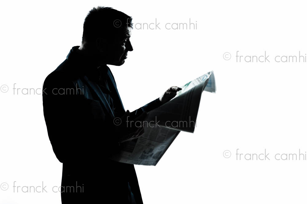1000x667 Silhouette Man Portrait Reading Newspaper One Caucasian