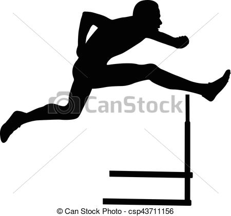 450x422 Sprinter Runner Men Running Hurdles Black Silhouette Clipart