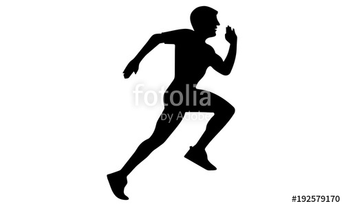 500x300 The Silhouette Of A Man Running Fast. Stock Image And Royalty