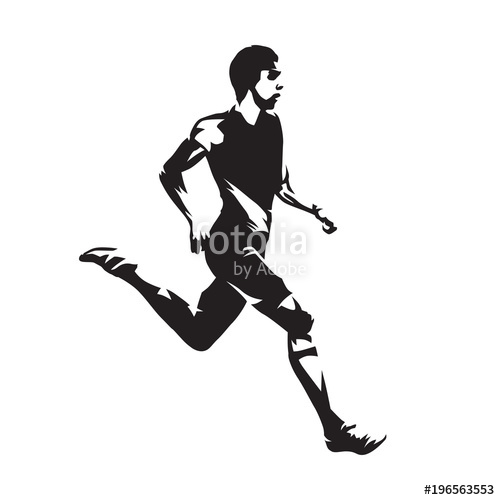 500x500 Running Man, Abstract Vector Silhouette. Side View Stock Image