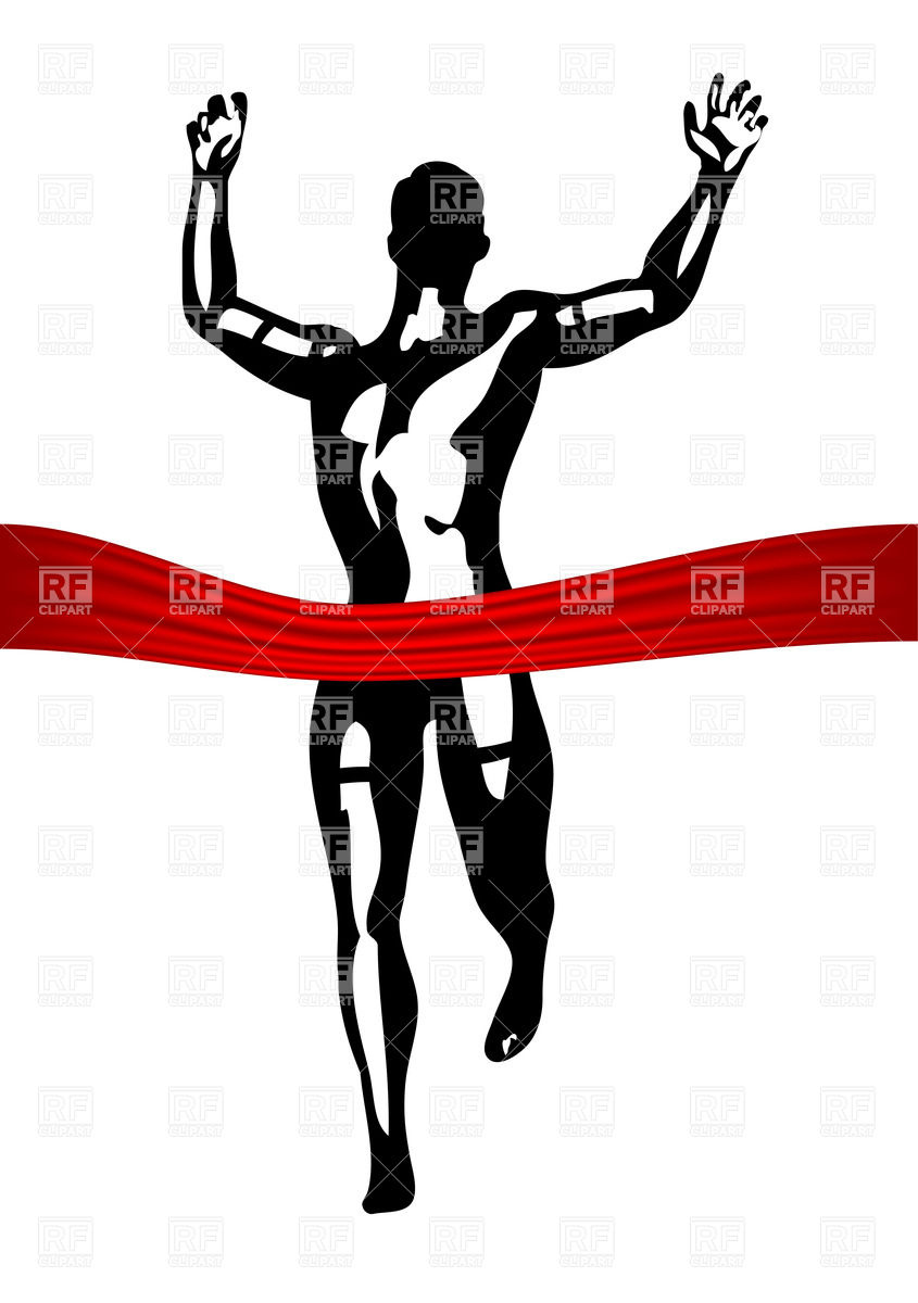 845x1200 Running Man On Marathon Finish Line Royalty Free Vector Clip Art