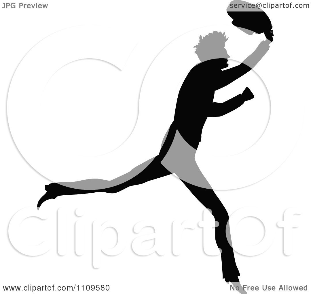 1080x1024 Clipart Silhouetted Man Running And Waving His Hat