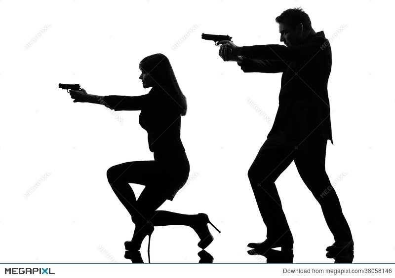 800x564 Couple Woman Man Detective Secret Agent Criminal Silhouette Stock