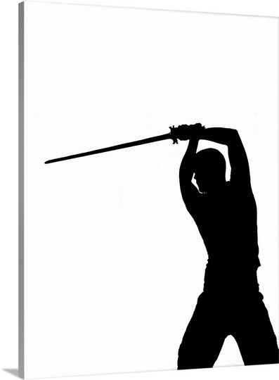 397x540 The Silhouette Of A Man Lifting A Sword Sweden Wall Art, Canvas