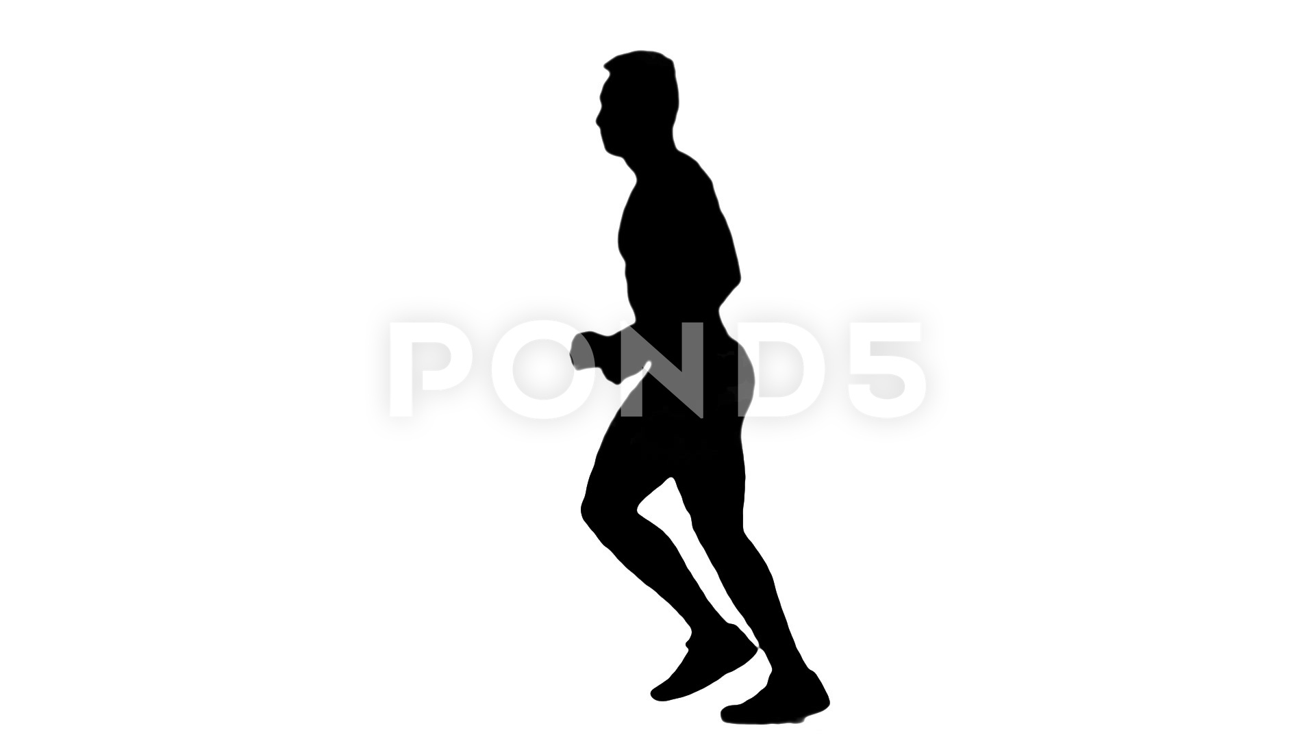 1920x1080 Silhouette Of Man Running. Side View. Slow Motion ~ Footage