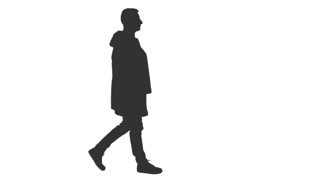 320x180 Silhouette Of Two Walking Men. Side View. Full Hd Footage