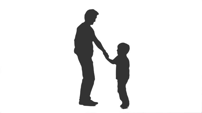 852x480 Silhouette Of Two Little Boys Walking Holding Hands. Side View