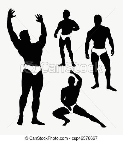 411x470 Strong Man Sport Pose Silhouette. Good Use For Symbol, Web Clip
