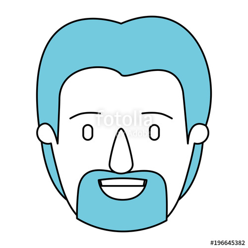 500x500 Silhouette Cartoon Front View Face Man With Beard And Blue Hair