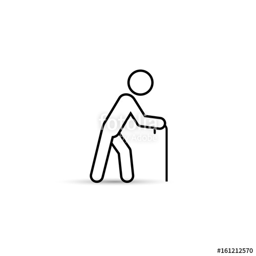 500x500 Old Man Vector Outline Icon, Simple Silhouette Illustration