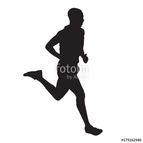 500x500 Running Man Isolated Vector Silhouette, Side View Stock Image