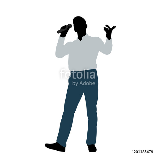 500x499 Silhouette In Colored Clothes Man Singing, Icon, Vector, Isolated