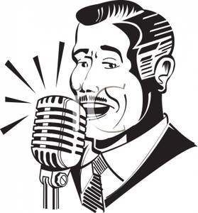 279x300 Black And White Silhouette Of A Vintage Man Singing On The Radio