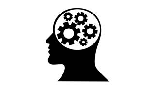 320x180 Silhouette Of Head Man Thinking Brain Gears Motion Background