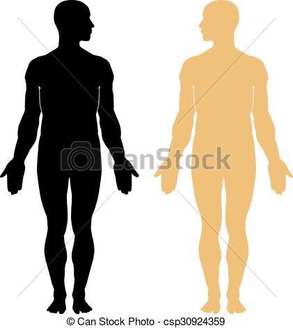 421x470 Man Body Silhouette. Man Body Vector Silhouette. Eps 10 Clipart