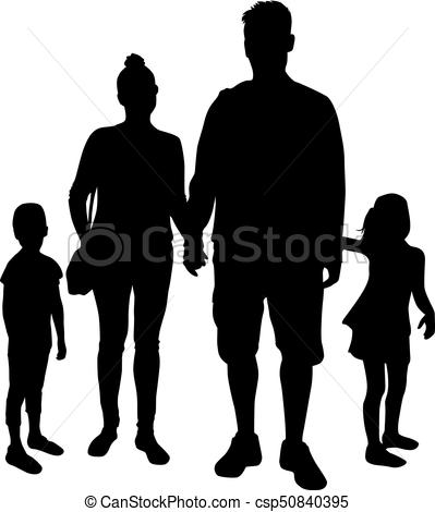 399x470 Vector Silhouette Of Family. Eps Vectors