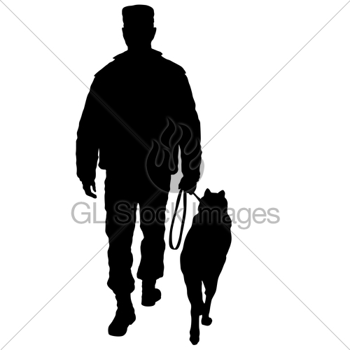500x500 Silhouette Of Man And Dog On A White Background Gl Stock Images